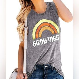 Women’s Good Vibes Graphic Tank (Light grey, large)